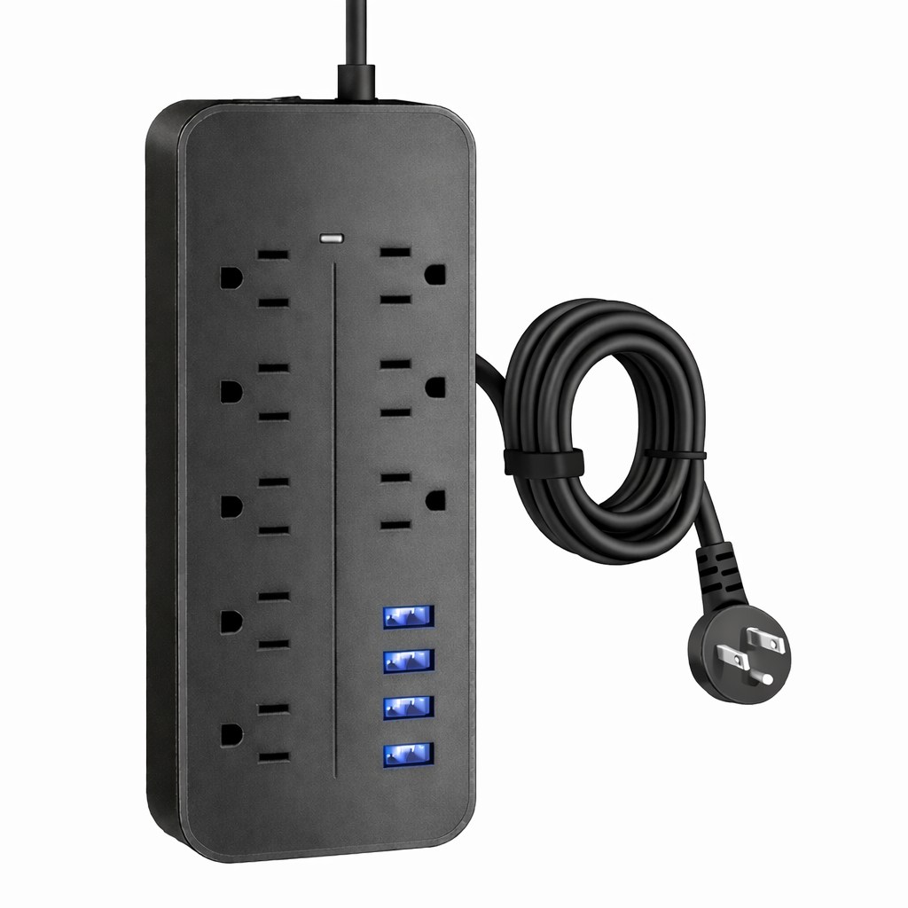 8-Outlet USB Power Strip with 4 USB Port